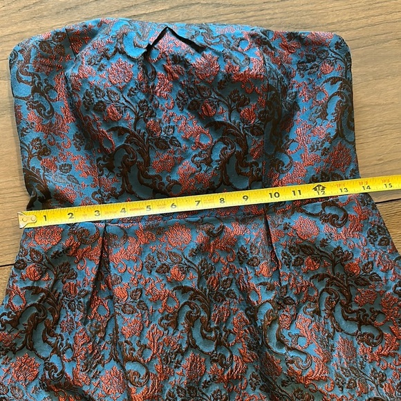 LEIFNOTES Anthropologie Paprika Brocade Blue Motif Strapless Dress Cruise Wear - Picture 4 of 8